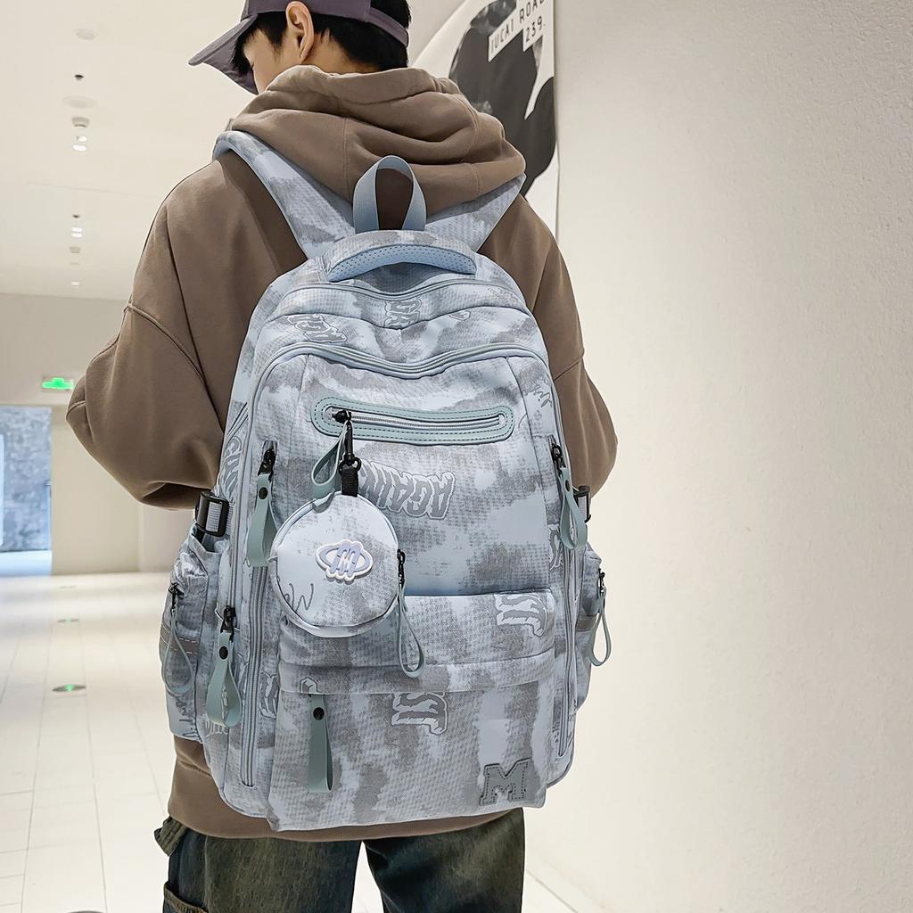 Schoolbag new Korean ins schoolbag women's high-value solid-color backpack casual simple and lightweight travel large-capacity backpack