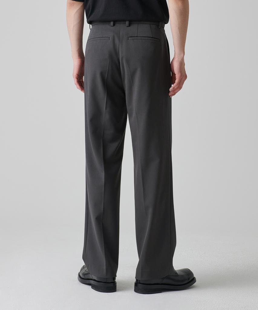 MUSINSA STANDARD Reverse One-Pleat Wide Hidden Banding Slacks [Gunmetal]