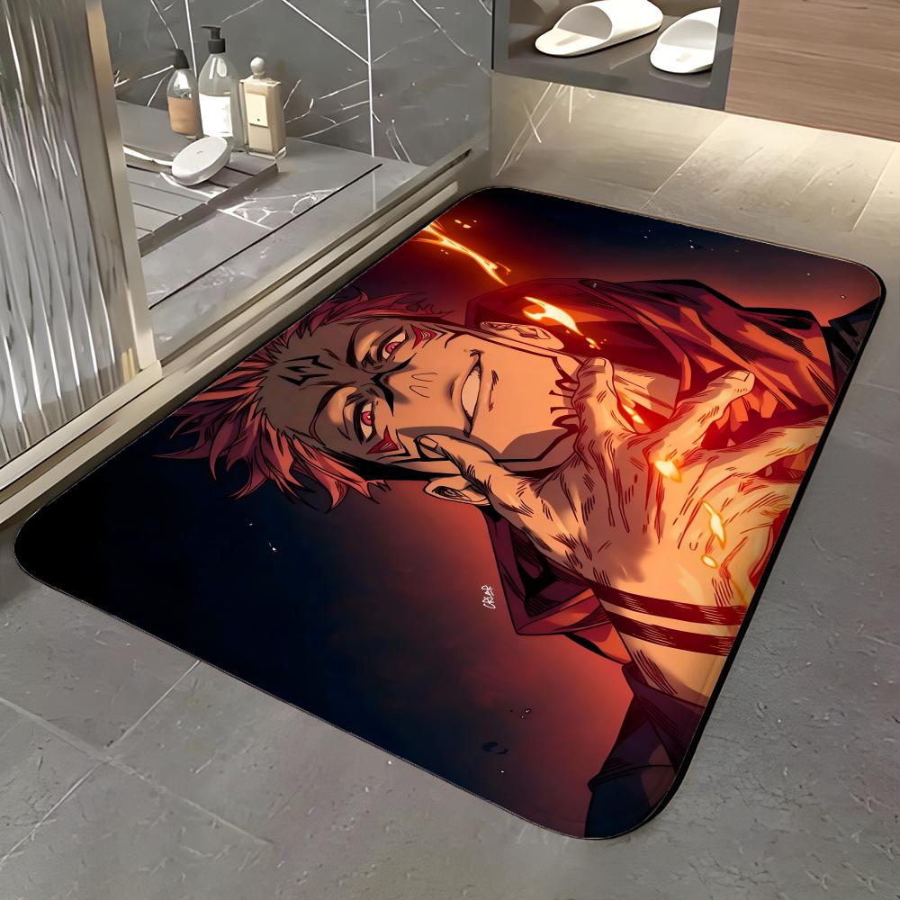 Anime J-Jujutsu Kaisen Floor Mat Soft Flannel Entrance Door Mat Non Slip Absorbent Bathroom Bedroom Floor Rug