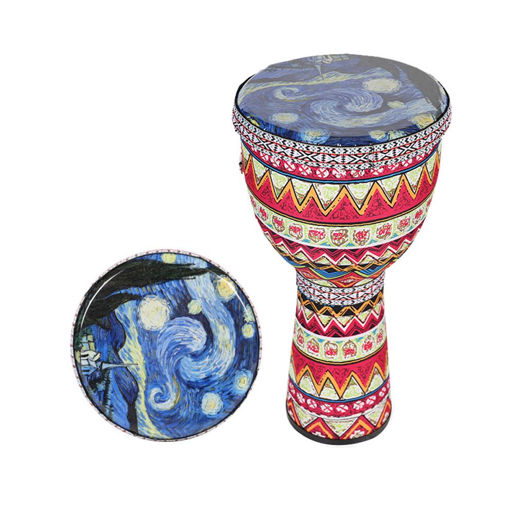 Afrikanische Handtrommel 8 Zoll Tragbare Djembe Trommel Schlaginstrument mit bunten Kunstmustern für Kinder Leichte Tamburin