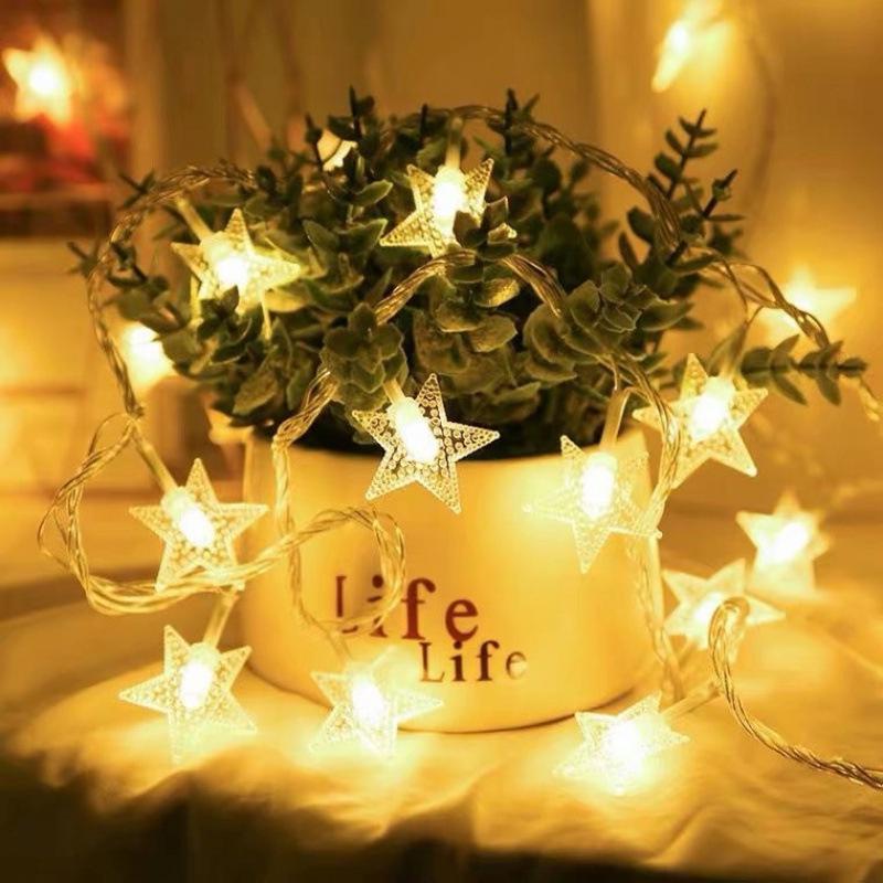 Cross-Border LED Starry Sky String Lights: Snowflake & Star Fairy Lights for Children's Tent or Camping.