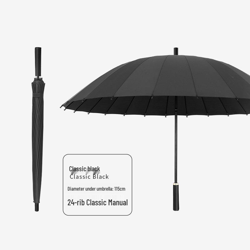 Extra Large Double Person 24-Rib Umbrella with Color-Matched Design and Long Handle