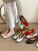 French flat bottom light mouth ballet silver single shoes women's autumn new models Jue Jue Zi foreign style bow lazy ladyshoes