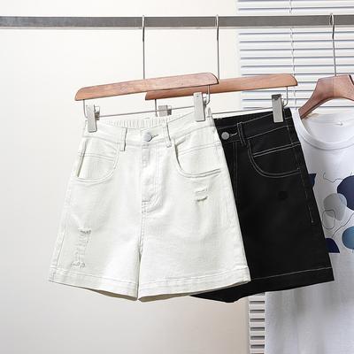 DIMANAF Grande Taille Femmes Shorts Pantalons Été Ample Jeans Courts Basiques Taille Haute Solide Pantalon Taille Élastique Maxi