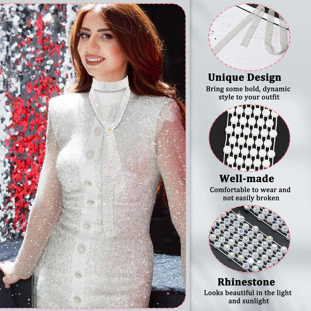 Glitzer-Strass-Halsbinde, Langes Kristall-Schmales Schal für Damen