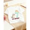 European Sizes Girls' Spring/Summer Casual T-Shirt "Cat BIRTHDAY" with Cat Print, Birthday Style Short Sleeve