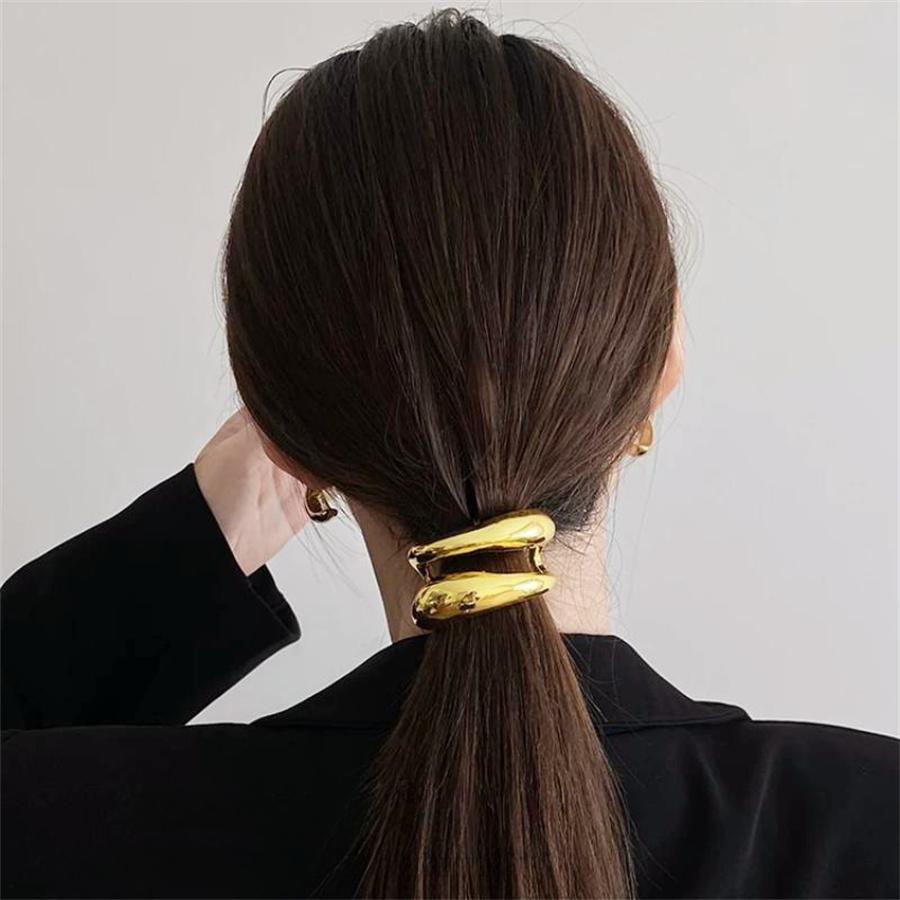 Neue modische und personalisierte doppellagige Metallhaarspange, vielseitiges Haarschmuck für Damen, Pferdeschwanzspange für den Hinterkopf