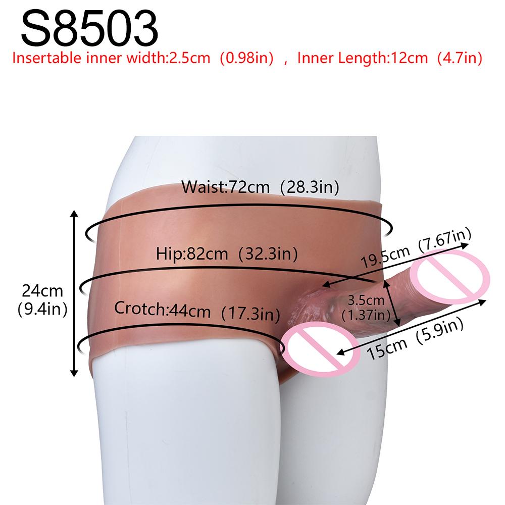 SXXY Skin Feeling Briefs&Boxer shorts Pants With Large Hollow Dildo Realistic Male Strapon Penis Sleeve Adult Sex Game
