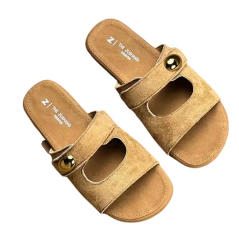 Fashion Women Flats Slippers Designer Fashion Casual Shoes Cozy Walking Woman Sandals 2025 Summer Trend Travel Beach Female Zapatillas