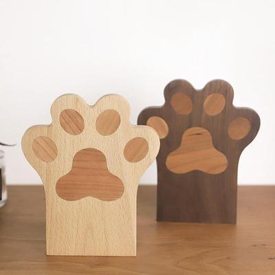 Solid Wood Cat Paw Bookend and Book Stand Set