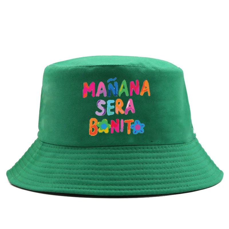 

Cotton Manana Sera Bonito Print Fisherman Hat Karol G Bucket Hat Couple Beach Hat Woman Visors Sun Caps Reversible Panama Bob зелёный