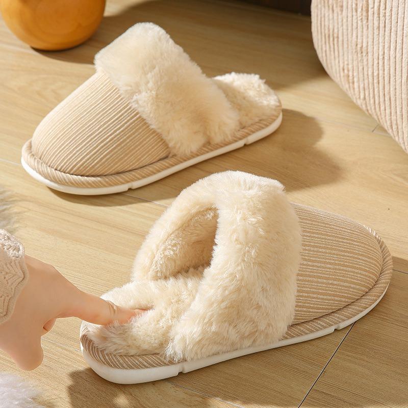 Autumn and winter plush warm plush men's and women's cotton slippers couple floor non-slip home confinement cotton slippers
