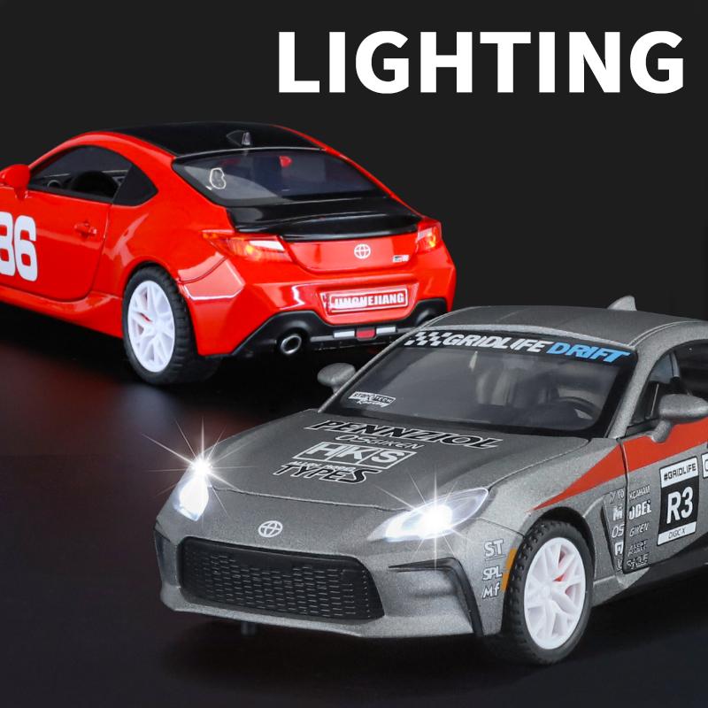 1/32 Scale Toyota GT86 GR86 Mf Ghost 86 Alloy Scale Car Model Diecast Metal Miniature Car Sound and Light Collection Children Toy Car