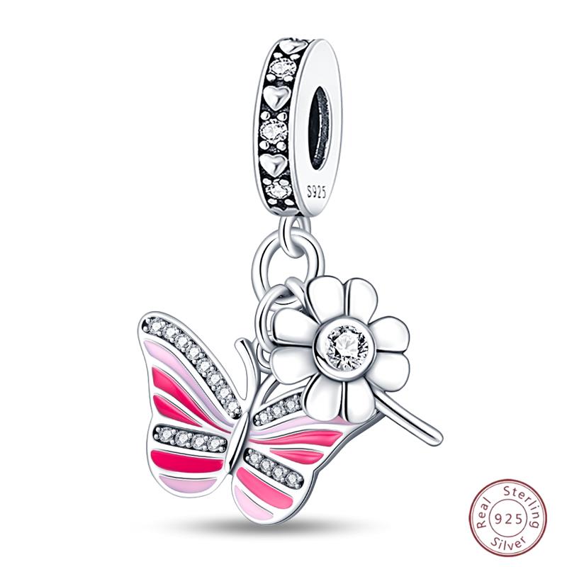 Copper Beaded Pendant Shiny Zircon Spring Cute Bow Original 3Mm Bracelet Women Fine Jewelry