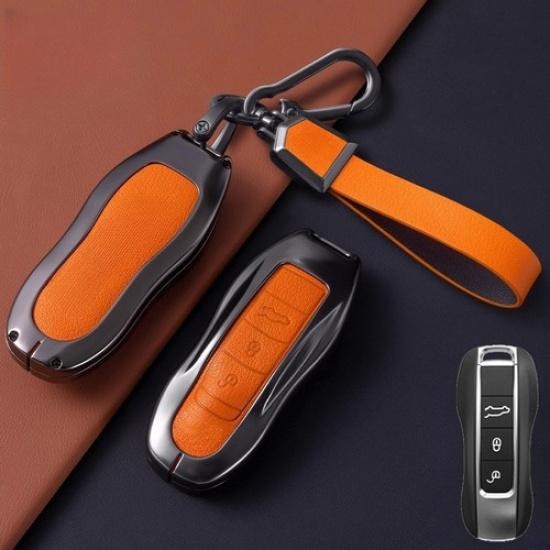 Zinc Alloy Leather Car Key Case Cover For Porsche Panamera 911 Macan Cayenne
