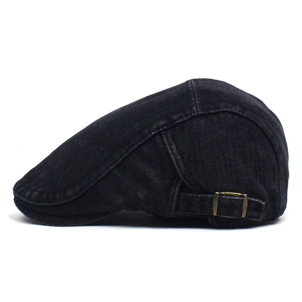 Washed denim beret men's and women's cap autumn and winter fleece thickened warm hat