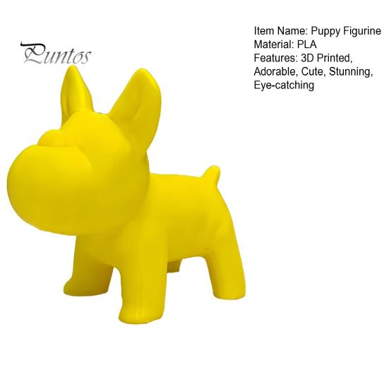 Smooth Edge Dog Figure 3D Printed Cute Figurine, Small Yellow Puppy Statue for Desk, Lovely Round Lines Figurine Shelf, Home Office Decor, Minimalist