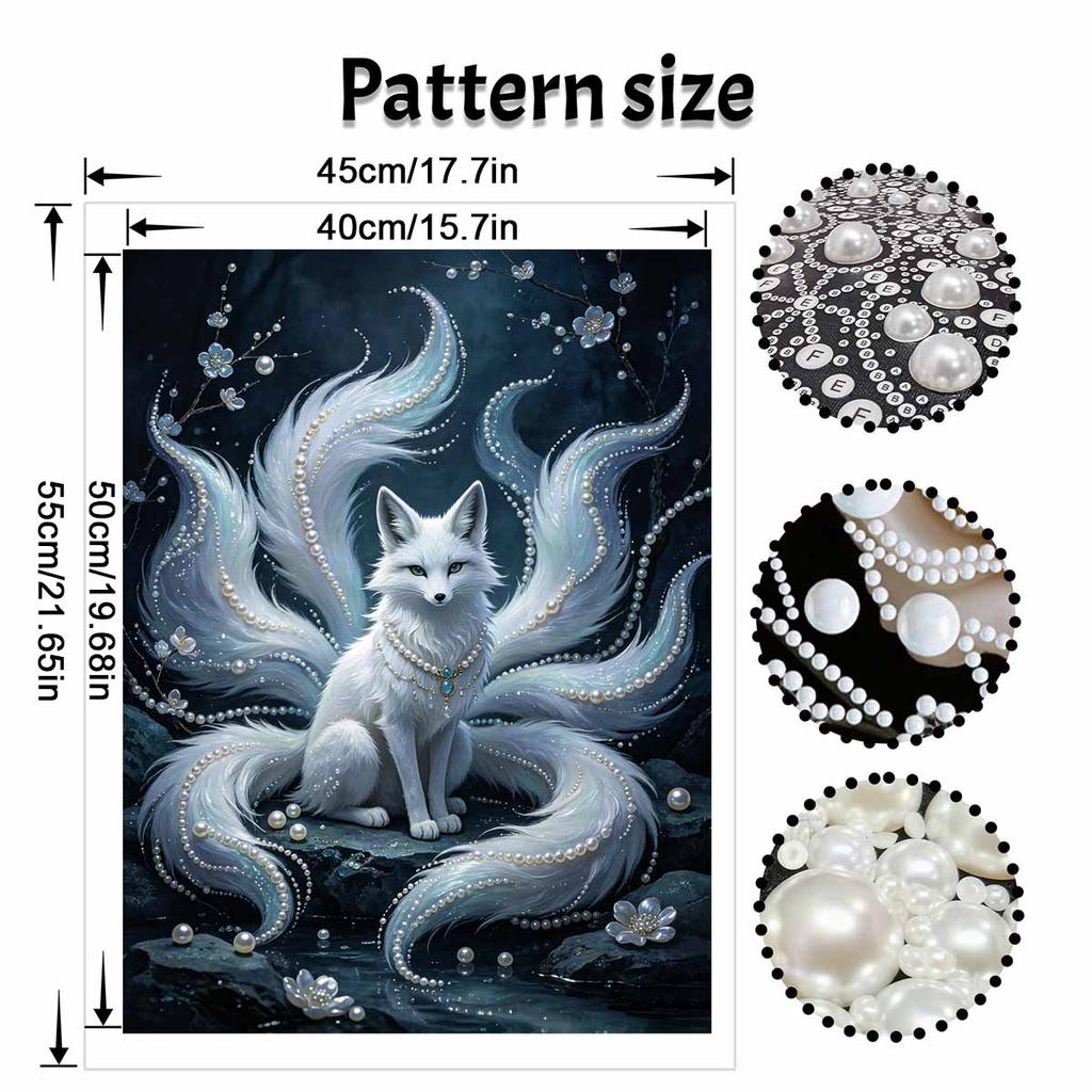 DIY Pearl Diamond Art Painting Kits for Adult and Beginners, Majestic Fox Sparkling Painting Craft Home Wall Decor Handmade Gift