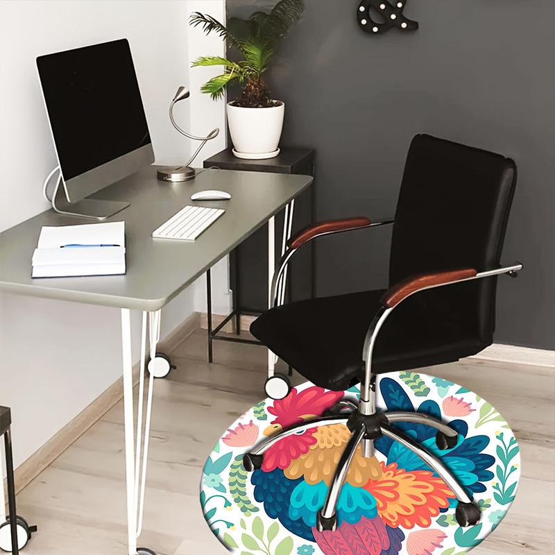 

1pc Office Carpet Chair Mats Colorful Rooster Illustration Perfect for Decorating Office Chairss, Or Bedrooms.YDT484 80cm by 80cm