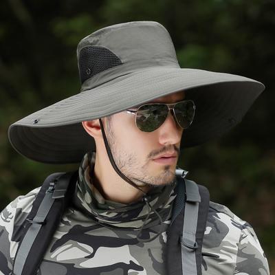 Summer UPF50+ Sun Hats For Women Men Large Wide Brim Bucket Hat Outdoor Male Breathable Mesh HiKing Fishing Hat Casual Beach Cap
