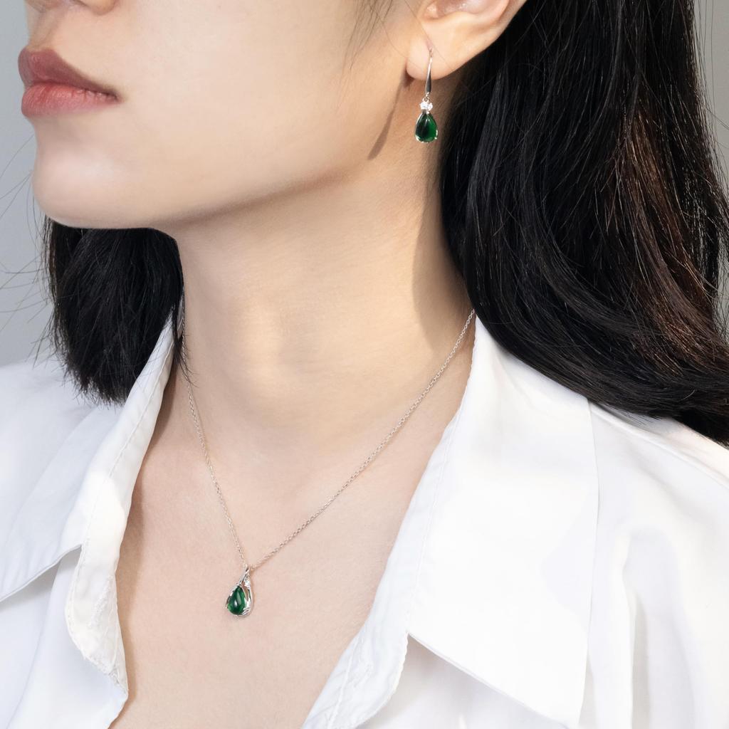Emerald Earrings Drop May Birthstone Metal Hypoallergenic 925 Silver Hook Earrings Swaying Day Gift for Women FH.bird Women's Mother's