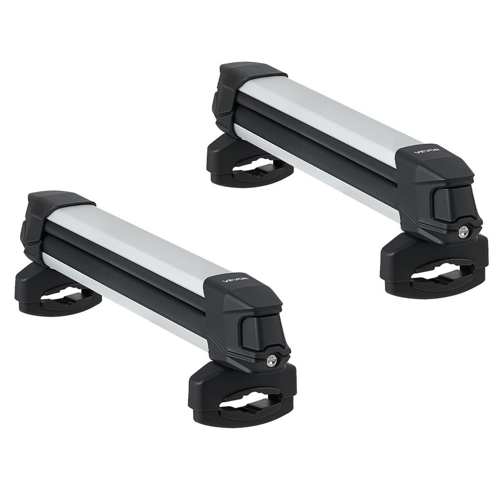 Ski & Snowboard Roof Rack, Carry up to 4 Pairs of Skis or 2 Snowboards, 2 PCS Aluminum Universal Car Roof Rack Top Holder with Lock & Rubber Padding,