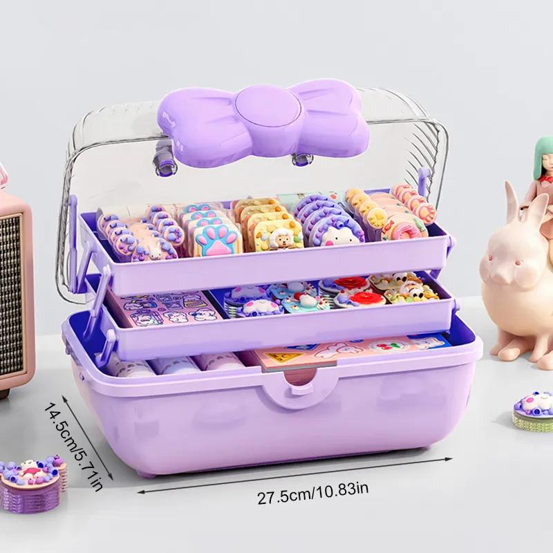 Hair Accessory Storage Box, Headband Necklace, Guka Large Capacity Household Transparent Cover, Layered Desktop, Children's Hair Accessory Storage