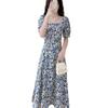 French Retro Puff Sleeve Large Size Skirt Summer Sweet Flora