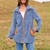 Zip Up Jacket For Women Fuzzy Fleece Coats  Coat Contrast Jackets Trendy Fall Winter Outfits Casual Outwear