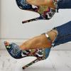 2026 Summer Leopard Print Sandals For Women Sexy Stiletto High Heels Open Toe Ankle Buckle Shoes Ladies Sandales Femme