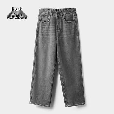 HLA Black Whale Men's Elastic Waist Relaxed Straight Jeans