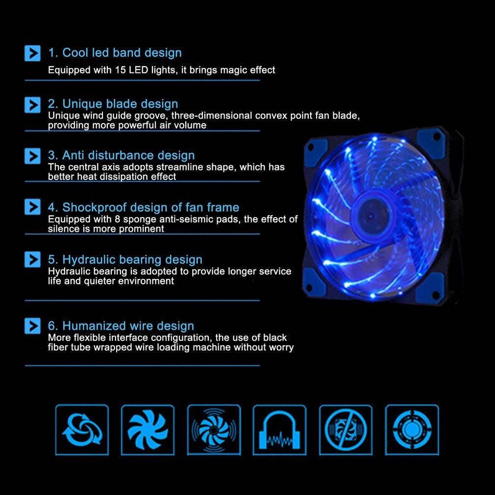 120mm RGB PC Cooling Fan Case Fans Computer Case 15 Lights Streamer 12025 Chassis Fan RGB LED PWM Light Heat Dissipation Fan