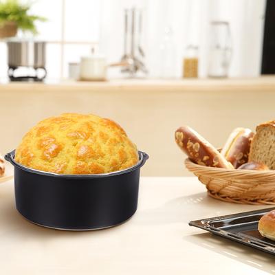 1Set 8 Inch Air Fryer Cookware Set Heavy Duty Carbon Steel Cake Barrel Pizza Tray Replacement Parts for Baking Steaming Frying