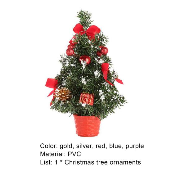 Mini Artificial Christmas Tree Pot Glittery Ball Hotel Cafe Table Festival Decor
