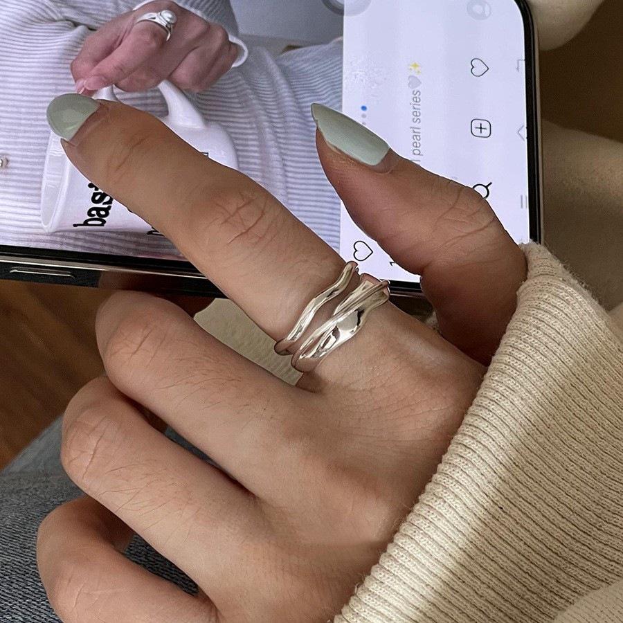 Geometric Pearl Cross Open Ring - Trendy Women s Index Finger Jewelry Adjustable Open