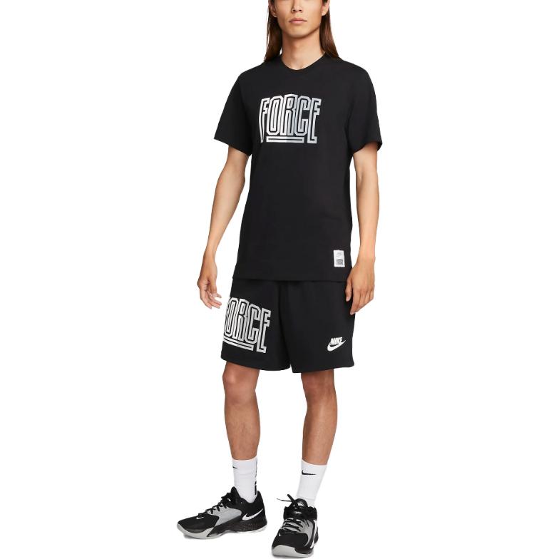 Nike Letter Round Neck Pullover Short Sleeve T-Shirt Men Tops Black FJ2313-010