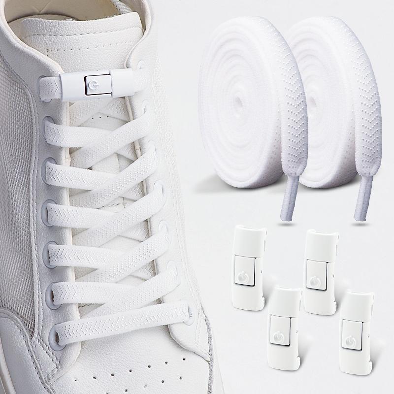 Ein-Knopf-Schnürsenkel ohne Binden, Schnellverschluss Faulenzer-Schnürsenkel, Strapazierfähige elastische Ersatzschnüre für Sneaker & Freizeitschuhe 1 Paar/2 Paare
