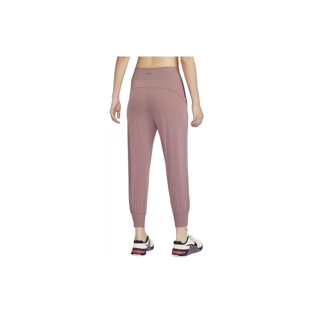 Nike Dri-FIT Bliss Solid High-Waisted Quick-Dry Knitted Sports Pants Women Bottoms Smoke-Gray Purple-Red DV9454-208