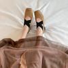 Pig Nose Square Head Polished Retro Cross Strap Thick Heel Ballet Shoes Single Shoes