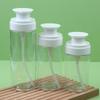 150/200/300ml Transparent Flat Shoulder Press Lotion Bottle Empty Essence Water Facial Cleanser Dispenser Cosmetic Containers