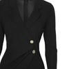 Women Pencil Dress Solid Color Buttons Autumn Winter Slim Zipper Suit Dress for Office