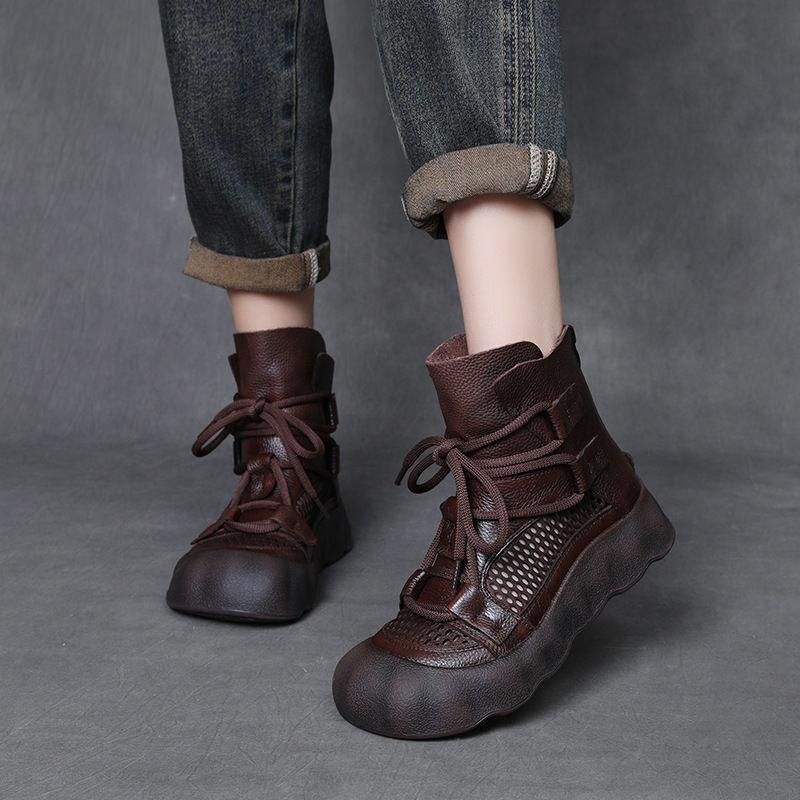Small Thick-soled Roman Breathable Cool Boots Women's Lightweight Breathable Mesh 2025 Spring and Summer Thin Hollow Martin Boots