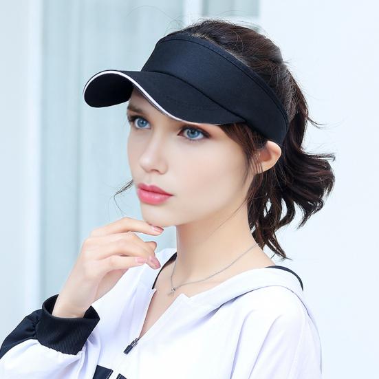 Sun Hat Topless Design Wide Brim UV Protection Elastic Fit Exercise Hat Adjustable Headband Outdoor Sports Hat