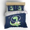 Space dinosaur with starry background Pattern Duvet Cover Set Digital Print Polyester Bedding with Zipper Closur for kids gift