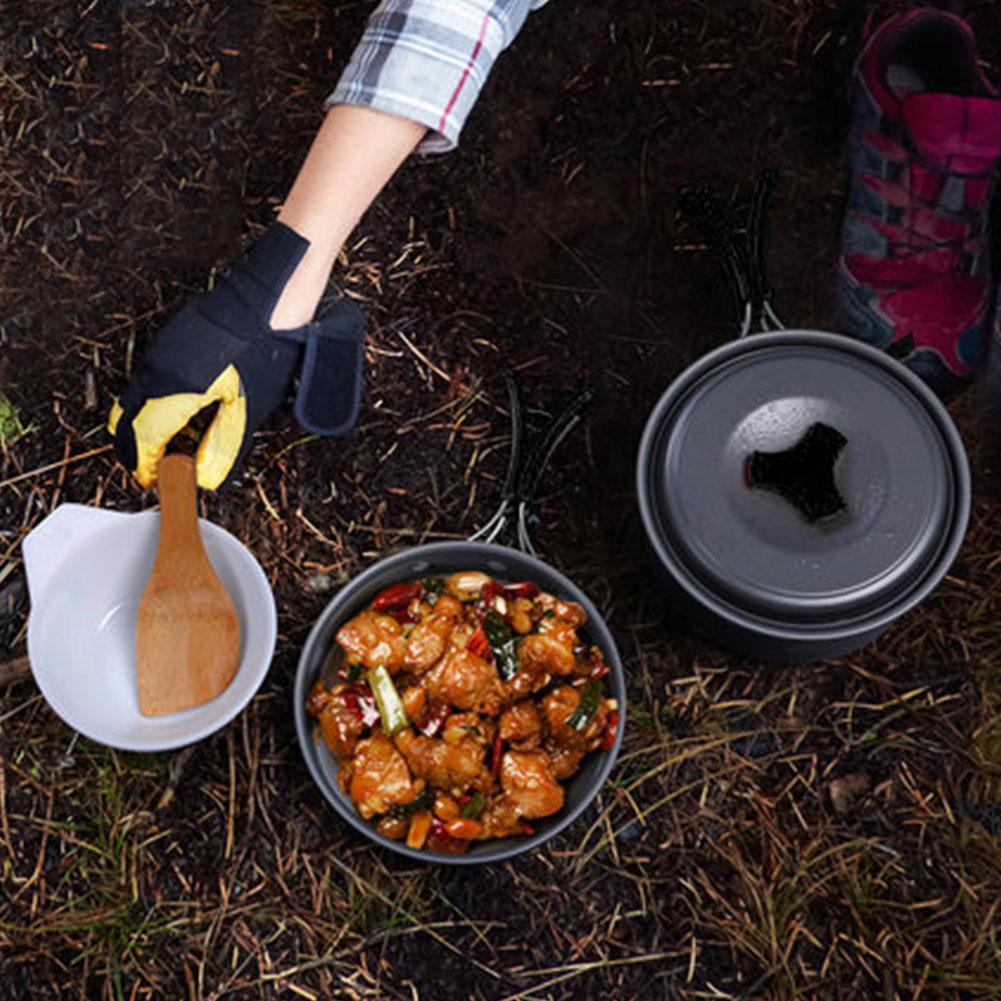 1 2 People Outdoors Portable Folding Pan Aluminum Alloy Cookware Picnic Hiking Camping Pot