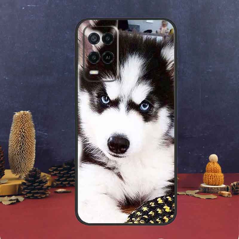 Animal Husky Puppy Case For Oppo A16 A76 A96 A17 A57 A40 A60 A80 A98 A58 A78 A18 A38 A54 A74 A94 A15 A5 A6 Pro