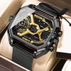 Luxury Men Wristwatch Date Week Luminous LED Quartz Man Clock Silicone Strap Electronic Dual Time Fashion Men's Watches