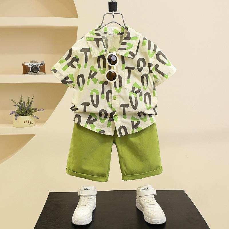 

Little Yellow Duck Boys Summer Set 2025: Korean Style Fashionable Short Sleeve Shirt for Kids 150 cm коричневый
