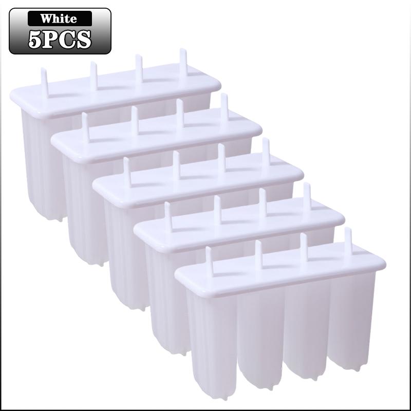 1-10PCS 4 Compartment Ice Cream Molds with Lid DIY Popsicle Maker Box Reusable Frozen Treat Mold for Kids Summer Kitchen Tool