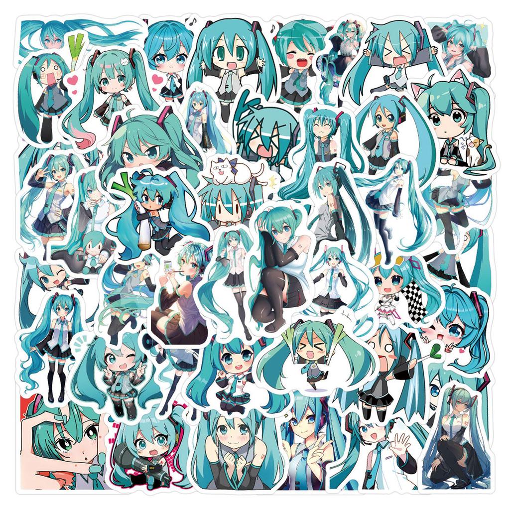 60 Anime Hatsune Miku Stickers: Waterproof Decorative Stickers for Water Bottles, Journals, and Notebooks